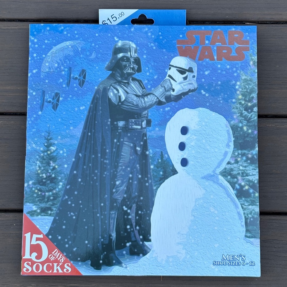 Star Wars Christmas 15 Days of Socks MEN'S Size 6-12 Advent Calendar - Open Box